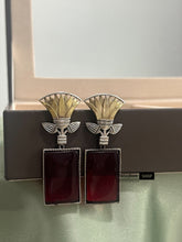 Load image into Gallery viewer, German silver Stone Big Dual Tone Earrings
