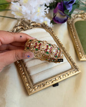 Load image into Gallery viewer, Ruby Green Tayani 22k Gold Plated Epoxy Cz Openable Kada
