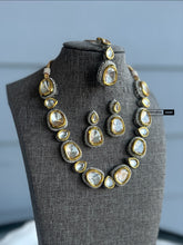 Load image into Gallery viewer, Premium Quality Maharani Uncut  Kundan Silver Foiled single layer Necklace set
