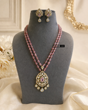 Load image into Gallery viewer, Pink Tayani Gold Plated Glass Bead Mala Necklace set
