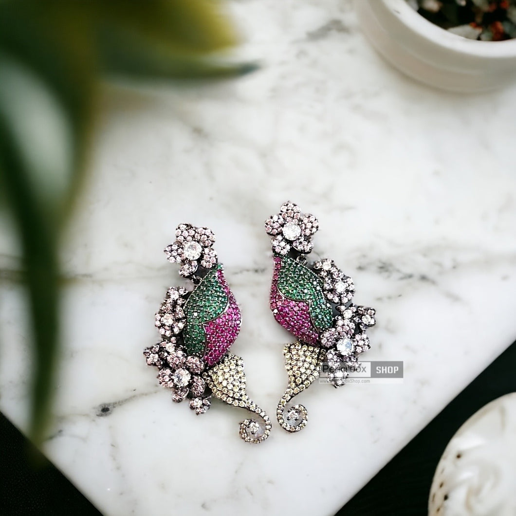 Multicolor Flower American diamond Stud earrings