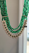 Load image into Gallery viewer, Green Celebrity inspired Layered Gold Plated Long Mala Premium Tayani Necklace
