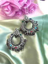 Load image into Gallery viewer, American Diamond Designer Multicolor Kundan Chandbali Cz Earrings
