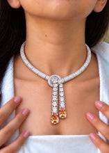 Load image into Gallery viewer, Solitaire Champagne Premium Necklace Set with Earrings
