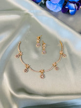 Load image into Gallery viewer, Hanging Dainty Golden Simple American Diamond cz Necklace set
