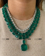 Load image into Gallery viewer, American diamond Solitaire Rhinestone three layer Doublet Designer Necklace set
