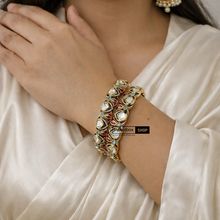 Load image into Gallery viewer, Tayani 22k gold plated Mint Ruby Doublet Epoxy Kada Pair
