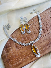 Load image into Gallery viewer, Multiple colors-American Diamond Silver Cz Dangling Necklace set
