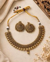 Load image into Gallery viewer, Viral Gold Looking Coin Lakshmi ji Beaded Necklace set
