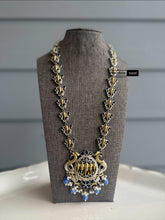Load image into Gallery viewer, German silver Blue Ganesha Long Statement Necklace
