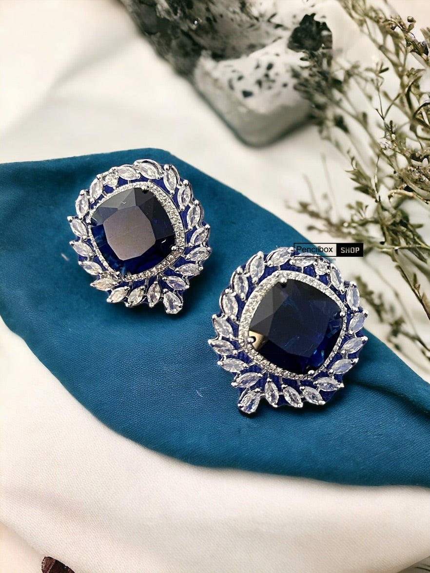 American diamond Silver Big Cz Stud Earrings