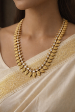 Load image into Gallery viewer, Golden White Stone Lakshmi ji Long Temple Ethnic necklace set
