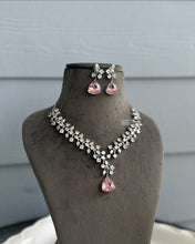 Load image into Gallery viewer, Trisha Certified Svarovski American Diamond Pink necklace set
