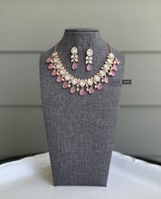 Load image into Gallery viewer, 22k gold plated Pink Statement Tayani Necklace set
