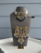 Load image into Gallery viewer, Zoe Polki Golden antique Finish Beads Choker necklace set with maangtikka
