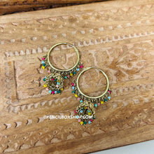 Load image into Gallery viewer, Multicolor Polki Small pearl jhumki Hoop earrings
