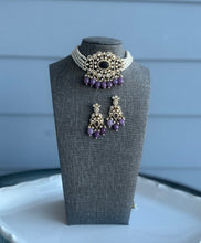 Load image into Gallery viewer, Purple Golden moissanite Choker Necklace set

