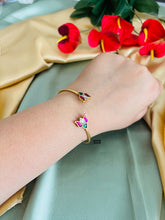 Load image into Gallery viewer, Pachi kundan lotus flower adjustable  Cuff bracelet
