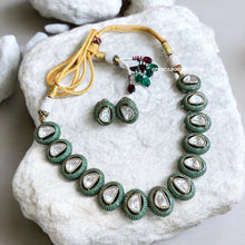 Load image into Gallery viewer, Green Invisible Setting Moissanite Statement Classy Necklace set
