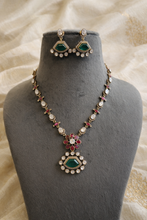Load image into Gallery viewer, Ruby Green Moissanite Gold Plated Necklace set
