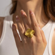 Load image into Gallery viewer, 18k gold plated Dainty Classy Stainless Steel Ring adjustable IDW
