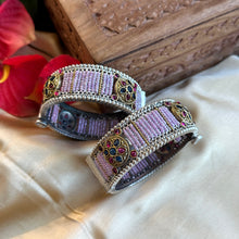Load image into Gallery viewer, German Silver Lavender Pink Kada Pair
