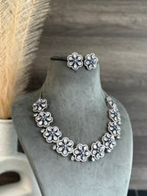 Load image into Gallery viewer, Anaya Flower Victorian Purple American Diamond Necklace set
