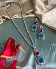Load image into Gallery viewer, Golden cz stone kundan Jaguar inspired Statement designer necklace set
