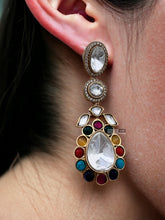 Load image into Gallery viewer, Moissanite Kundan  Gold plated Dangling Earrings
