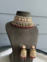 Load image into Gallery viewer, Ivory Ruby Tayani Statement Heavy 22k gold plated choker necklace set
