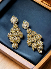 Load image into Gallery viewer, kundan Layered Jhumka Mint Pearl Statement Jhumka Earrings

