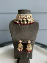 Load image into Gallery viewer, Ivory Ruby Tayani Statement Heavy 22k gold plated choker necklace set
