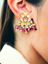 Load image into Gallery viewer, Tayani 22k gold plated Enamel meenakari Stud pearl earrings
