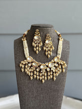 Load image into Gallery viewer, Exclusive White Pearl 22k gold plated Tayani Dainty Pearl Drop Necklace set
