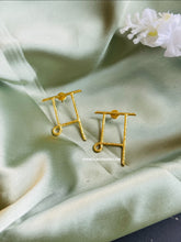 Load image into Gallery viewer, Hindi Alphabet letter gold Brass Earrings
