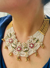 Load image into Gallery viewer, Torani Kemp Stone Pearl Heavy Statement Necklace set
