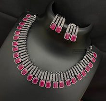 Load image into Gallery viewer, German silver stone simple sleek necklace set
