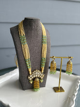 Load image into Gallery viewer, Yellow mint 22k gold plated Tayani long Premium Necklace set
