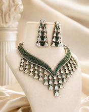 Load image into Gallery viewer, Green Tassel Moissanite Stone Necklace set
