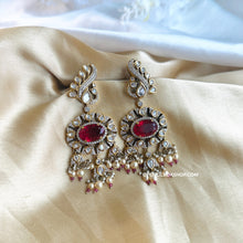 Load image into Gallery viewer, Peacock Tayani Premium gold Doublet Statement Earrings
