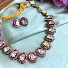 Load image into Gallery viewer, Pink Invisible Setting Moissanite Statement Classy Necklace set
