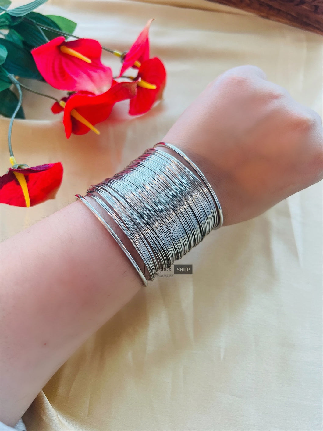 Silver mesh Stainless steel Broad Openable cuff Bracelet IDW