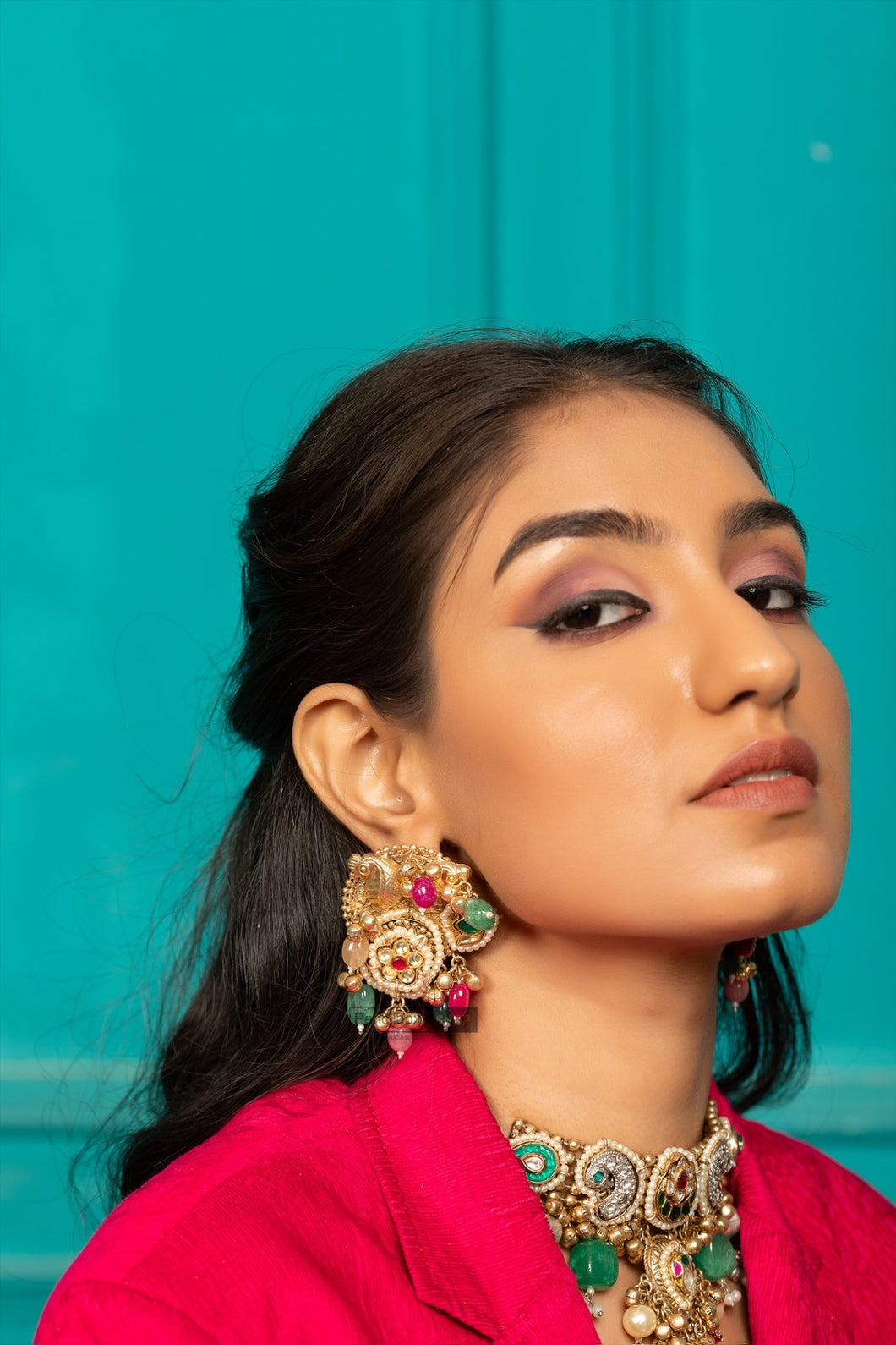 92.5 multicolor Kashmiri pachi kundan Stud earrings