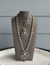Load image into Gallery viewer, Ava White Turkish gold plated American diamond Antique long Peacock Premium Necklace set
