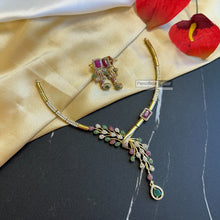 Load image into Gallery viewer, Golden Ruby Green Kundan Polki Hasli Temple Necklace set
