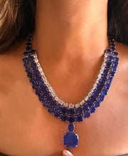 Load image into Gallery viewer, American diamond Solitaire Rhinestone three layer Doublet Designer Necklace set
