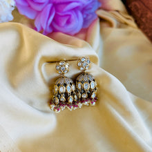 Load image into Gallery viewer, Tayani statement 22k Gold plated Pearl jhumki  Earrings
