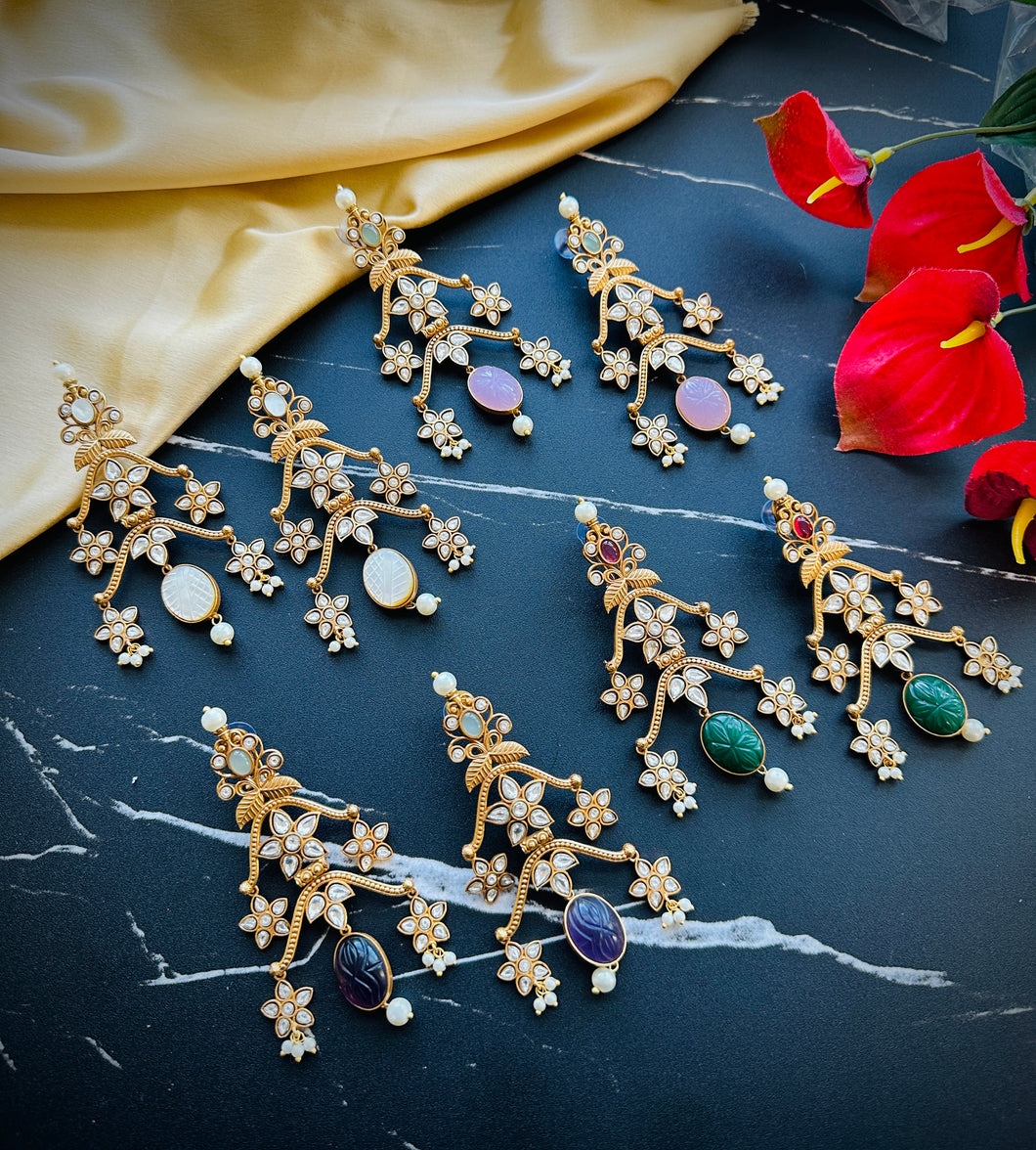 Amrapali Kundan Silver foiled Brass Earrings