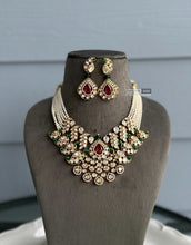 Load image into Gallery viewer, Isabella Ruby Green 22k gold plated tayani Necklace set
