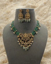 Load image into Gallery viewer, Jade Cz multicolor Lakshmi ji Necklace set
